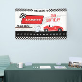 Banderoles Voiture de course rouge rétro deux garçon rapide 2 (Salon professionnel)