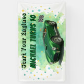 Banderoles Voiture de course verte de fête d'anniversaire 10  (Vertical)