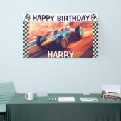 BANDEROLES VOITURE DE COURSE VINTAGE D'ANNIVERSAIRE (Salon professionnel)