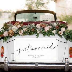 Banderoles Voiture de mariage moderne minimale juste marié M