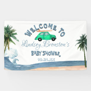 Banderoles Voiture de surf Cocout Tree Blue Beach Baby shower