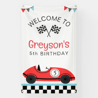 Banderoles Voiture vintage Red Race Rapide Anniversaire Bienv