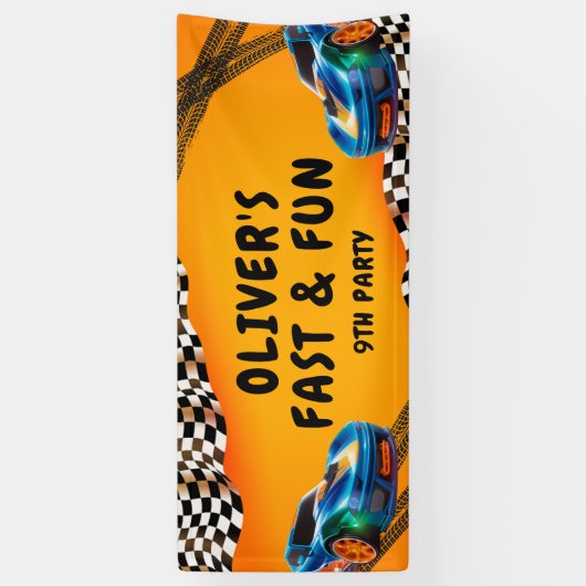 Banderoles Voitures de course Décor d'anniversaire - Editable (Vertical)