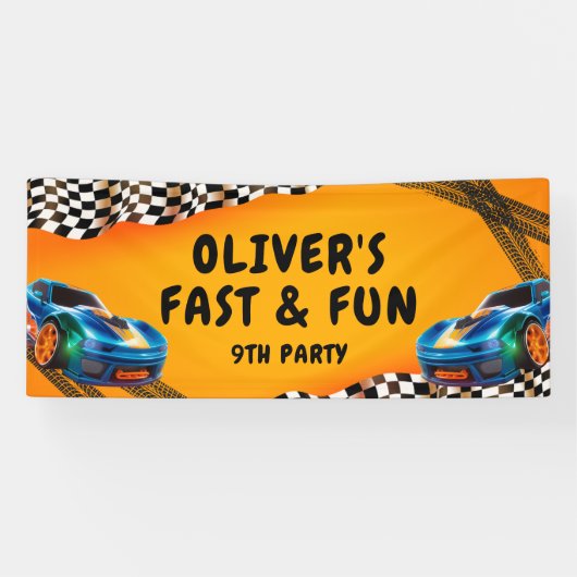 Banderoles Voitures de course Décor d'anniversaire - Editable (Horizontal)