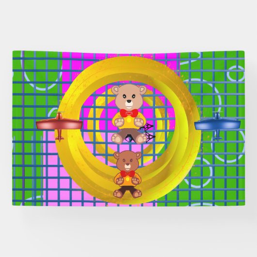 Banderoles Vol Blue Red Plane Bowtie Teddy (Horizontal)