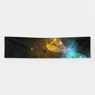 Banderoles Vol de libellule verte lumineuse