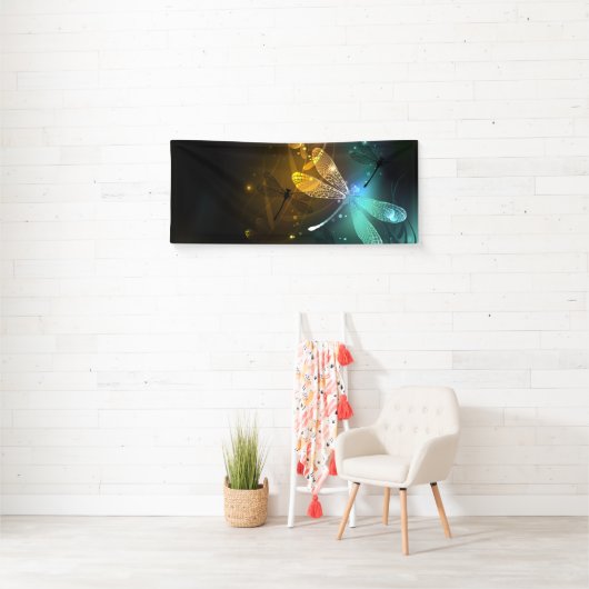 Banderoles Vol de libellule verte lumineuse (En situation)