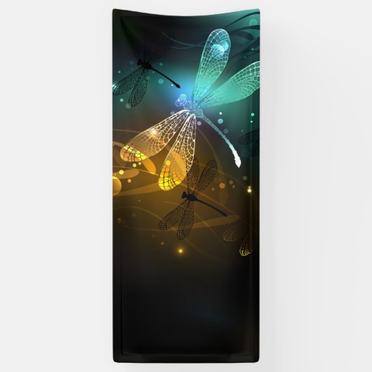 Banderoles Vol de libellule verte lumineuse (Vertical)
