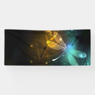 Banderoles Vol de libellule verte lumineuse