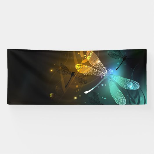 Banderoles Vol de libellule verte lumineuse (Horizontal)