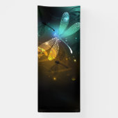 Banderoles Vol de libellule verte lumineuse (Verticale)