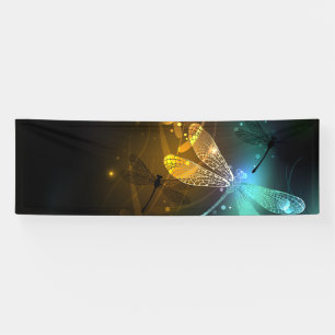 Banderoles Vol de libellule verte lumineuse