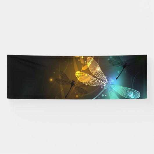 Banderoles Vol de libellule verte lumineuse (Horizontal)