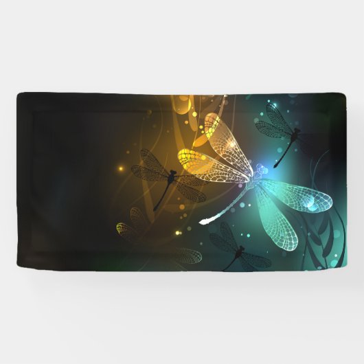 Banderoles Vol de libellule verte lumineuse (Horizontal)