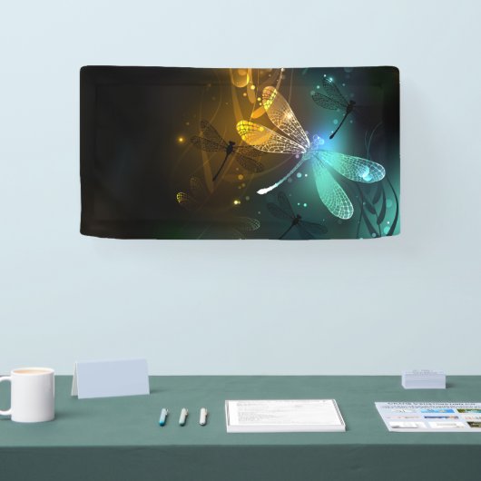 Banderoles Vol de libellule verte lumineuse (Salon professionnel)