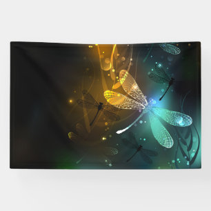 Banderoles Vol de libellule verte lumineuse