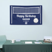 Banderoles Volleyball Ball & Net Marine Blue Anniversaire Nom (Salon professionnel)