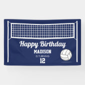 Banderoles Volleyball Ball & Net Marine Blue Anniversaire Nom (Horizontal)