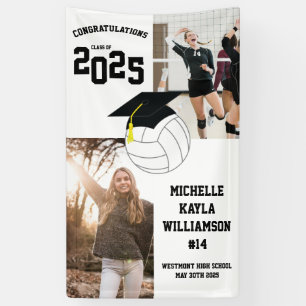Banderoles Volleyball Graduation Sports Noir Blanc