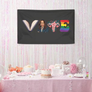Banderoles VOTE Books Uterus LGBT Kamala Harris Walz Election