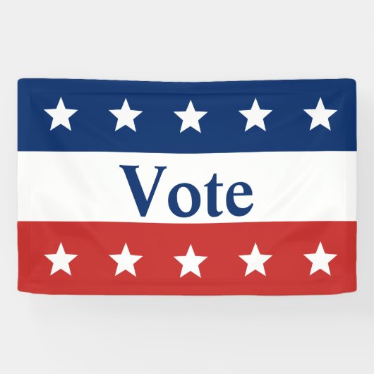 Banderoles Votez Rouge Blanc et Bleu avec étoiles (Horizontal)