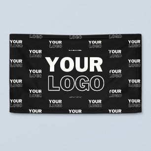 Banderoles Votre logo et arrière-plan Logo répétitif   Noir