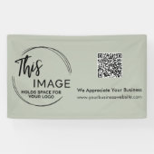 Banderoles Votre logo et code QR Business Promo Sage Green (Horizontal)