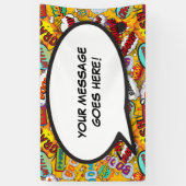 Banderoles Votre message Voix Bubble Amusant Retro Comique Li (Vertical)