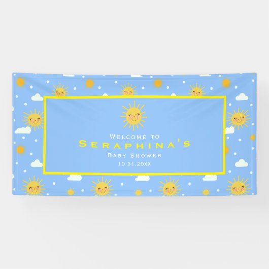 Banderoles Vous Êtes Mon Baby shower Sunshine Bleu & Jaune (Horizontal)