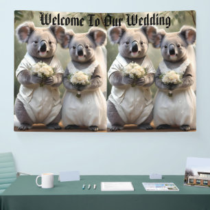 Banderoles "Vows À feuillage persistant : Un Mariage Koala en