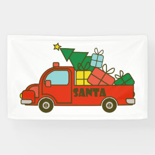 Banderoles Vue latérale du camion père Noël Joyeux Noël