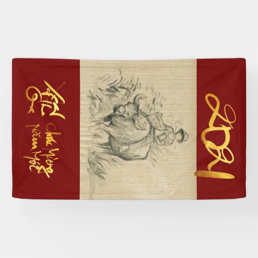 Banderoles W Buffalo Kid chinois Ox Année 2021 Vertical B (Horizontal)