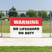 Banderoles Warning No Lifeguard on Duty red and white (Insitu)
