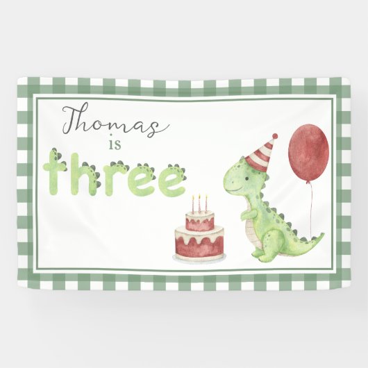 Banderoles Watercolor Dinosaur 3rd birthday Welcome (Horizontal)