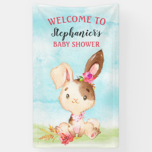 Banderoles Watercolor Girl Bunny Baby shower ferme