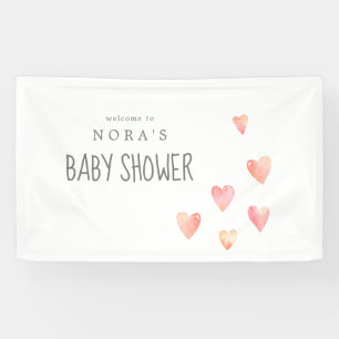 Banderoles Watercolor Hearts Girl Baby shower Welcome Banner