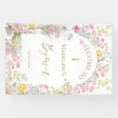 Banderoles  watercolor meadow flowers Baptism welcome (Horizontal)