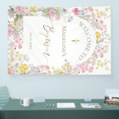 Banderoles  watercolor meadow flowers Baptism welcome (Salon professionnel)