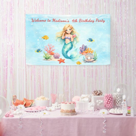 Banderoles Watercolor Mermaid Birthday (Fête)