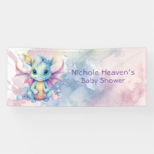 Banderoles Watercolor Pastel Dragon Girl Baby shower