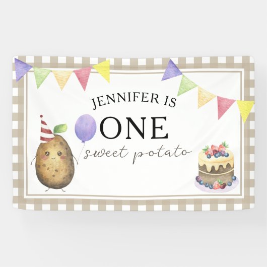 Banderoles Watercolor Potato 1st birthday (Horizontal)
