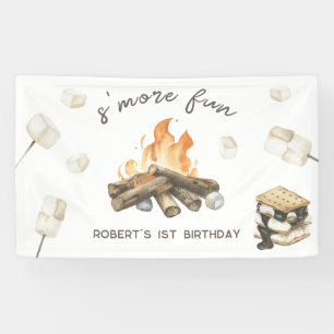 Banderoles Watercolor S'more Camping Fire 1er anniversaire