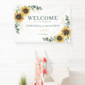 Banderoles Watercolor Sunflower Greenery Wedding (Insitu)