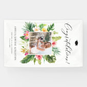 Banderoles Watercolor Tropical Frame Photo Graduation Party (Horizontal)