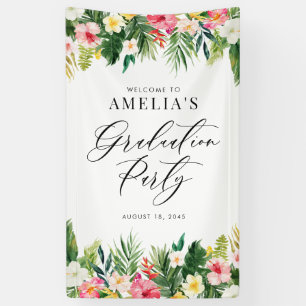 Banderoles Watercolor Tropical Garlands Graduation Party