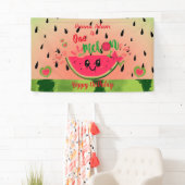 Banderoles Watermelon One in a Melon Girl's First Birthday (En situation)