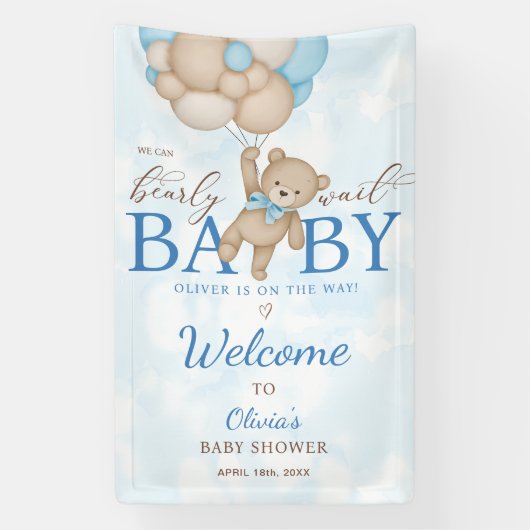 Banderoles We Can Bearly Wait Baby Shower Welcome (Verticale)