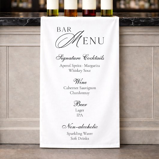 Banderoles Wedding Bar Menu | Modern Black & White Sign