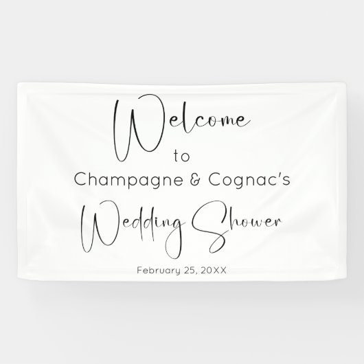 Banderoles Wedding shower de script moderne Bienvenue (Horizontal)