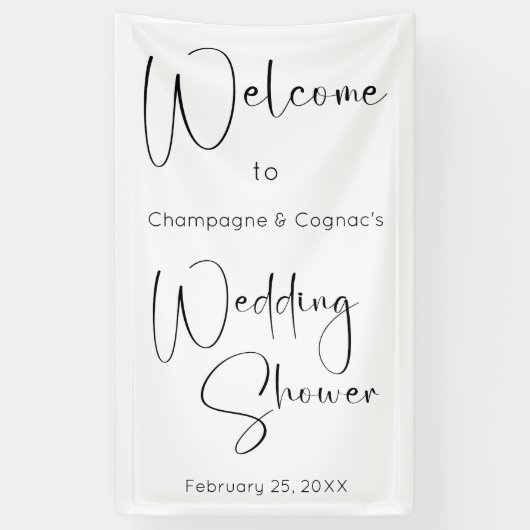 Banderoles Wedding shower de script moderne Bienvenue (Vertical)